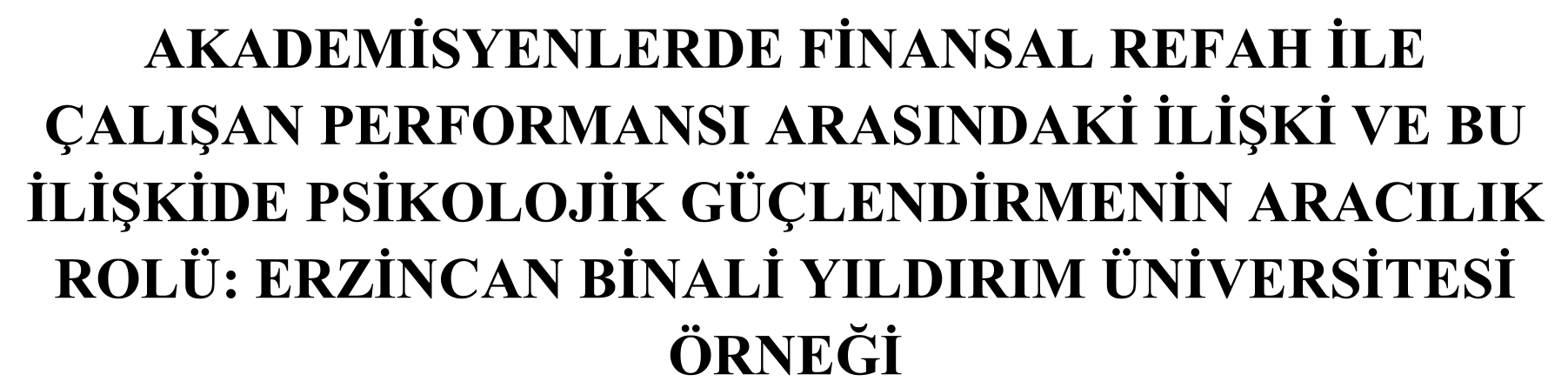 The relationship between financial well-being and employee performance among academics and the mediating role of psychological empowerment in this relationship: The case of Erzincan Binali Yıldırım University — Şekil 1