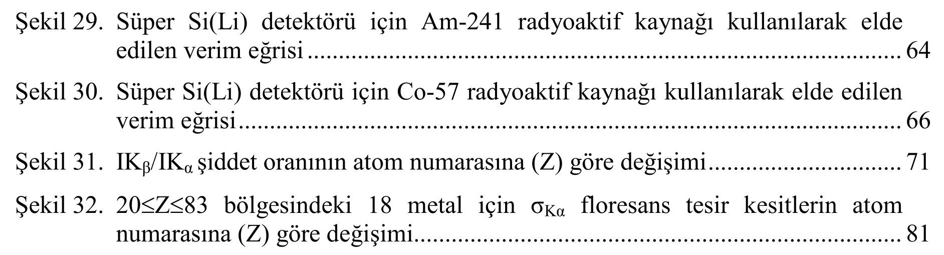 Bazı saf metaller için Kβ/Kα şiddet oranı ve floresans tesir kesitlerinin tayini — Şekil 1