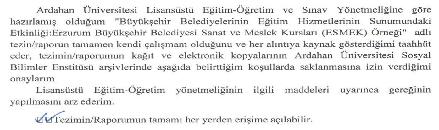 Büyükşehir belediyelerinin eğitim hizmetlerinin sunumundaki etkinliği: Erzurum Büyükşehir Belediyesi sanat ve meslek kursları (ESMEK) örneği — Figure 5