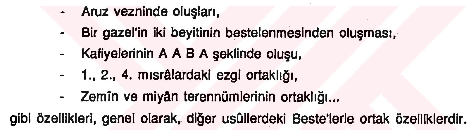 Devr-i Kebir bestelerde aruz - usul ilişkisi — Şekil 6