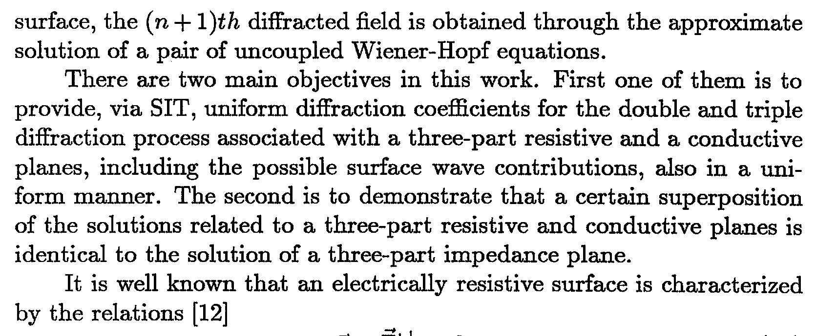 Diffraction of abliquely incident plane waves by three-part resistive and conductive planes — Figure 6
