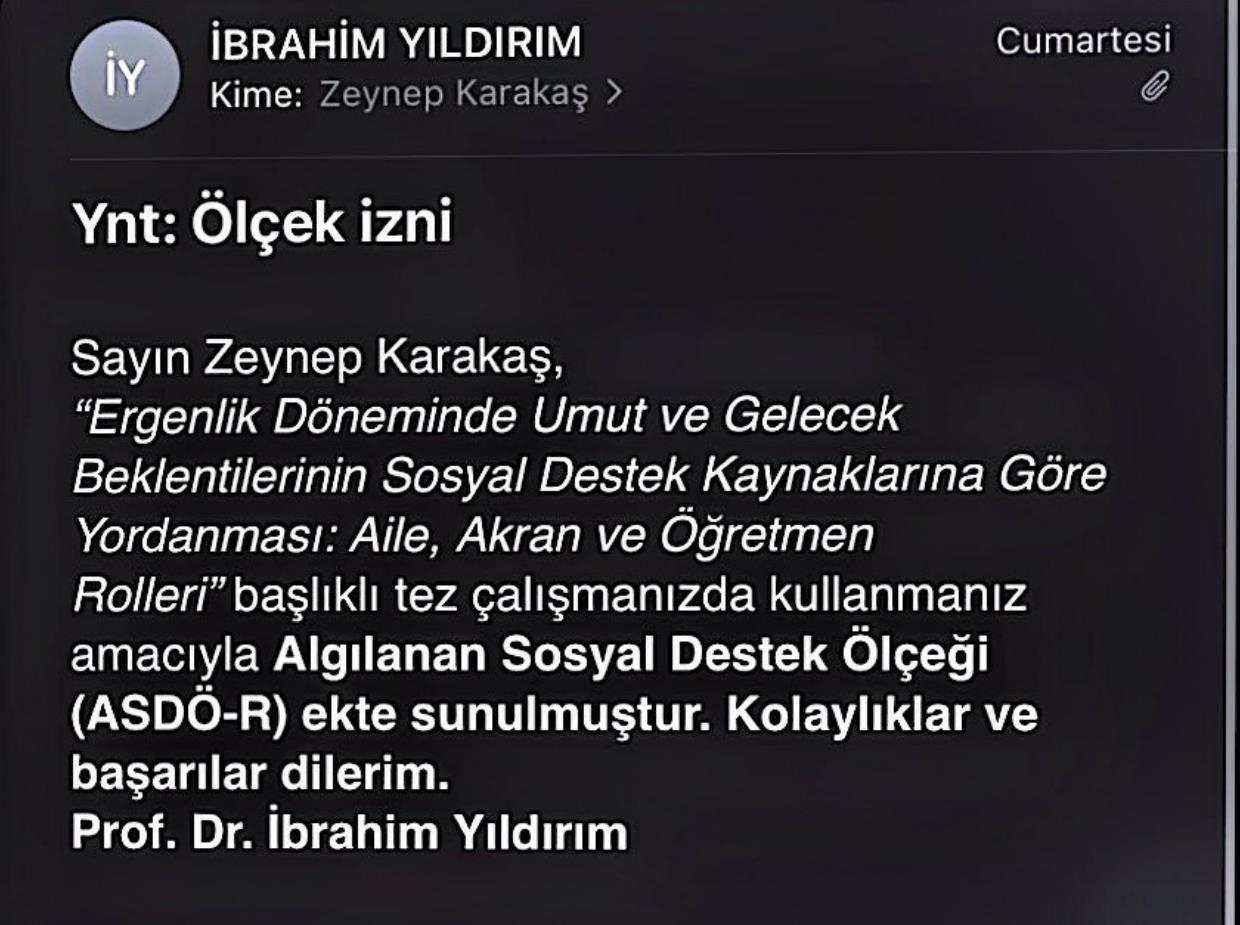 Ergenlik döneminde umut ve gelecek beklentilerinin sosyal destek kaynaklarına göre incelenmesi: Aile, akran ve öğretmen rolleri — Figure 6