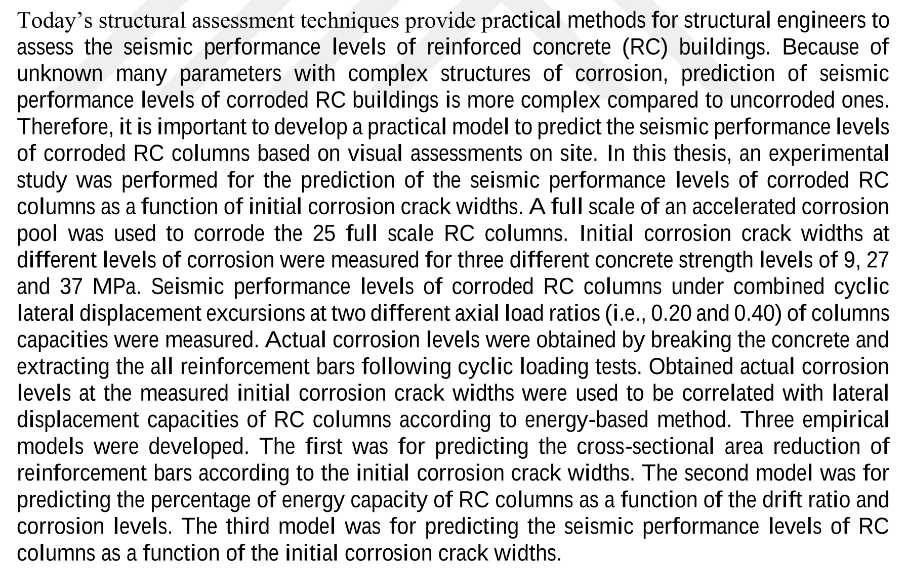 Estimation of seismic performance levels depending on the primary crack width of full-scale reinforced concrete columns exposed to corrosion — Şekil 6