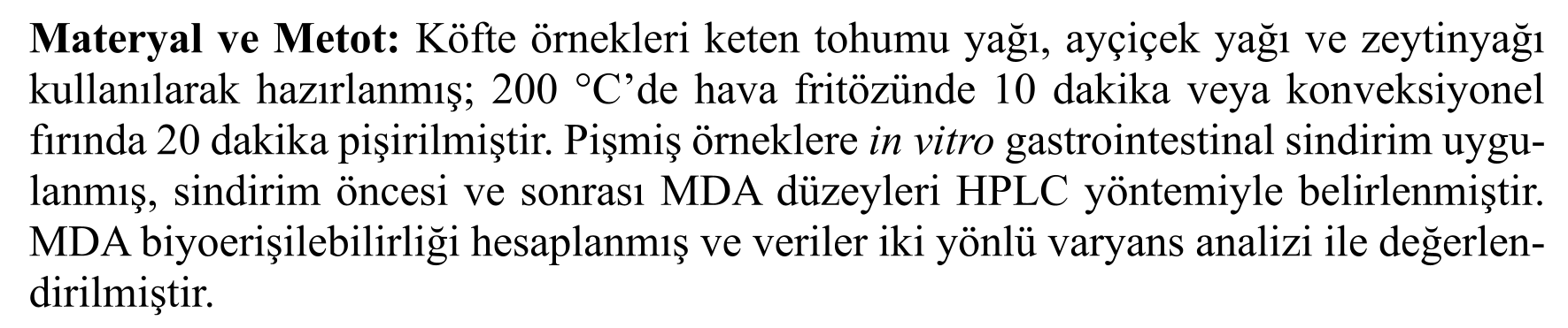 Farklı bitkisel yağ ve pişirme teknikleri ile elde edilen köftelerin in vitro gastrointestinal sindirim modeli kullanılarak malondialdehit düzeylerinin belirlenmesi — Figure 5