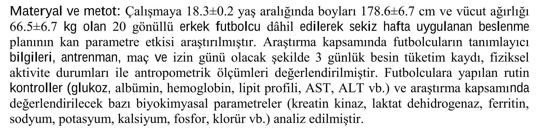 Futbolcularda Beslenmenin Kan Parametreleri Üzerine Etkisi — Şekil 4