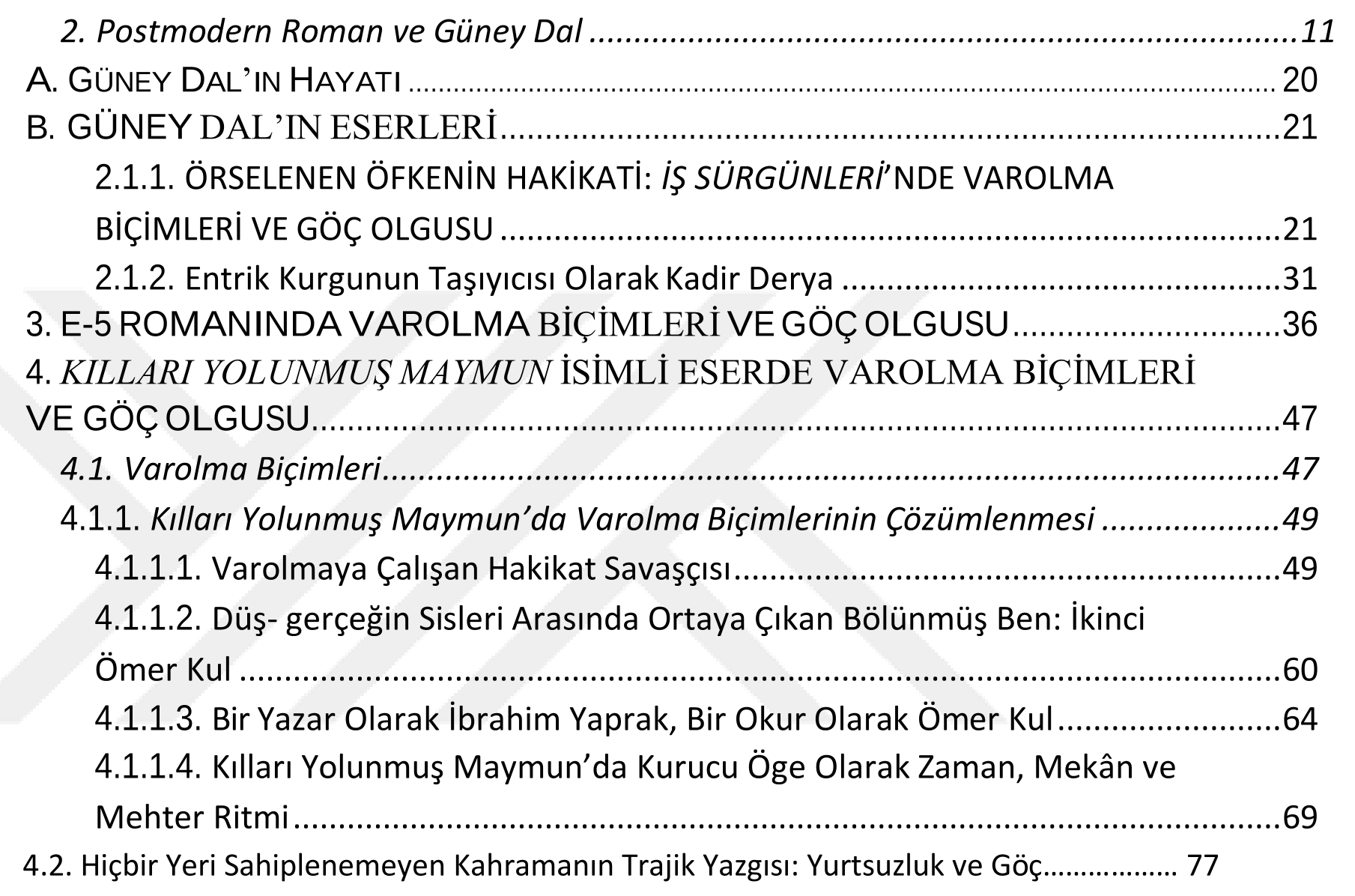 Existence forms and migration facts in Guney Dal's of novels — Figure 4