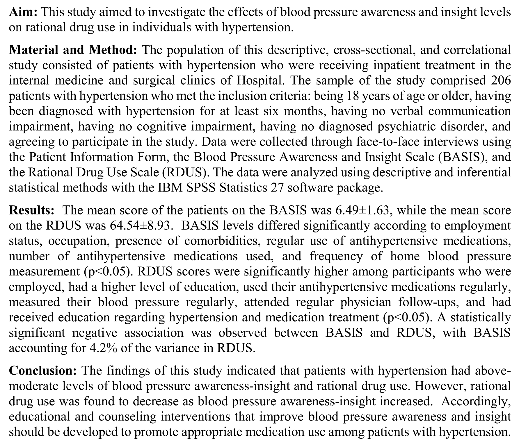 Investigation of blood pressure awareness, insight status, and rational drug use in individuals with hypertension — Figure 5