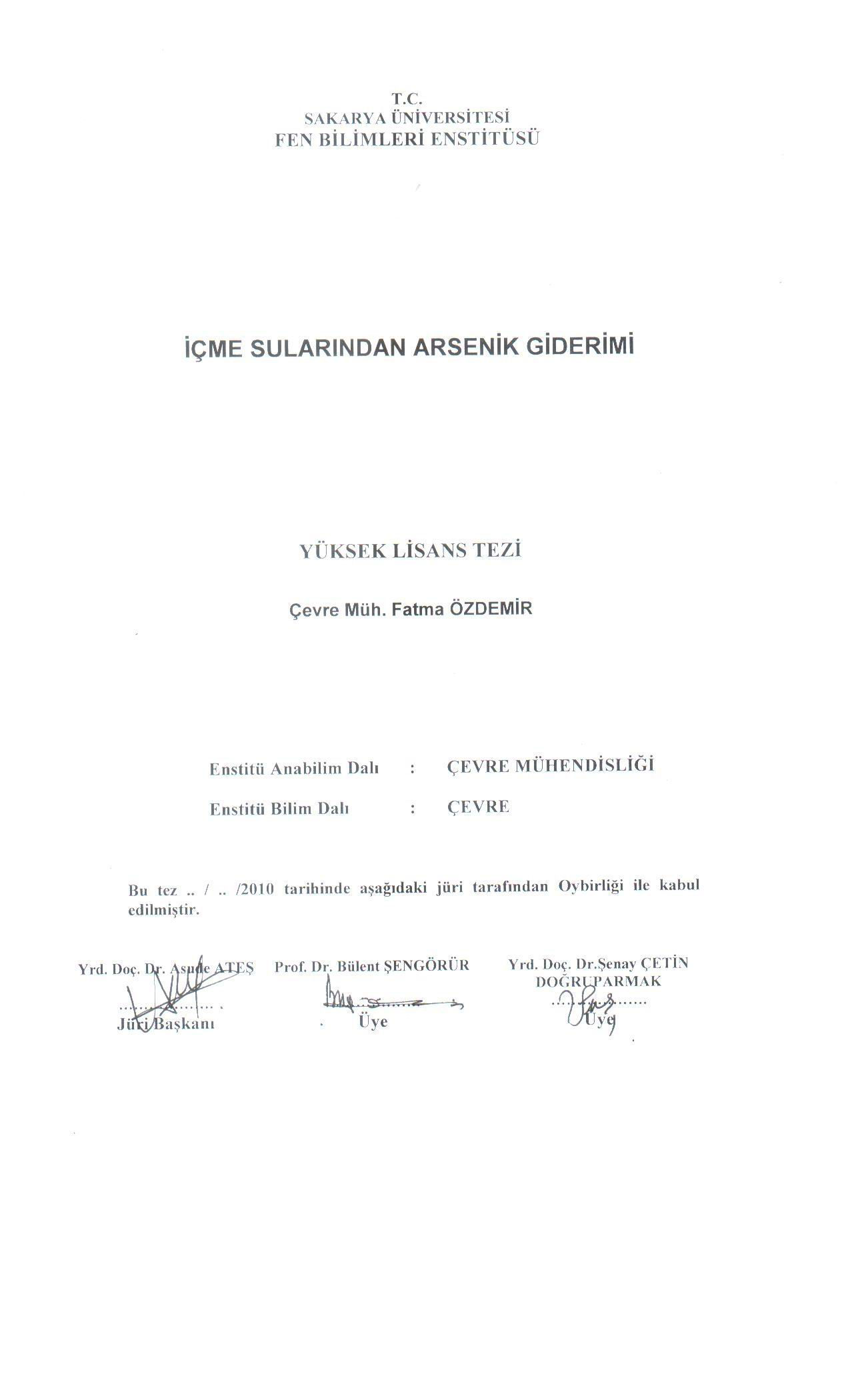İÇME SULARINDAN ARSENİK GİDERİMİ — Figure 4