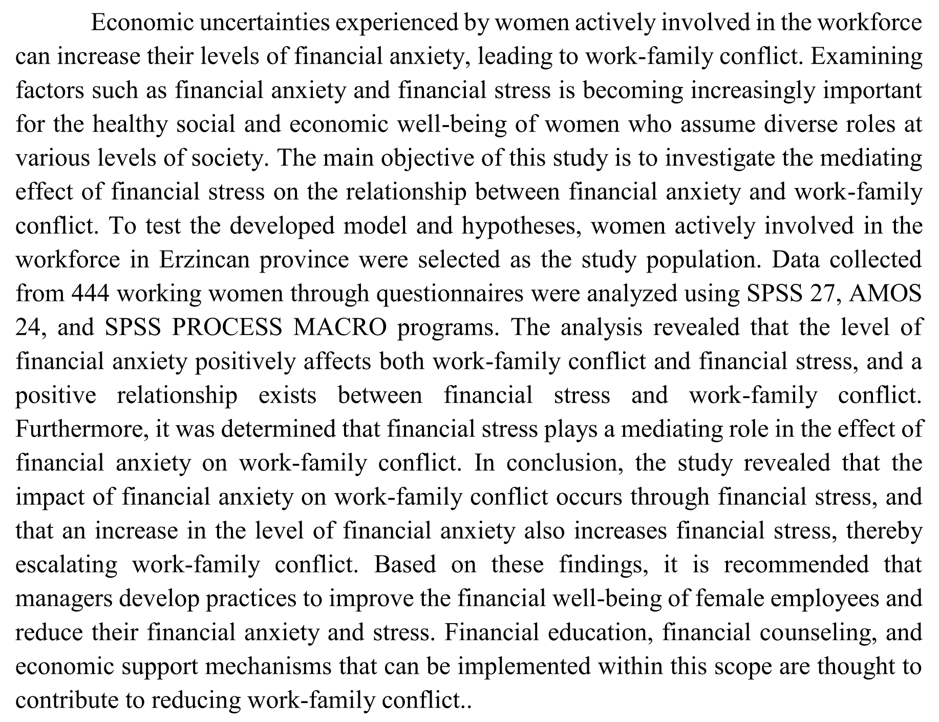 The mediating role of financial stress in the effect of financial anxiety on work family conflict among female employees — Figure 3