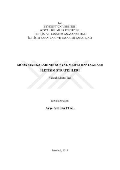 Moda markalarının sosyal medya (Instagram) iletişim stratejileri — kapak