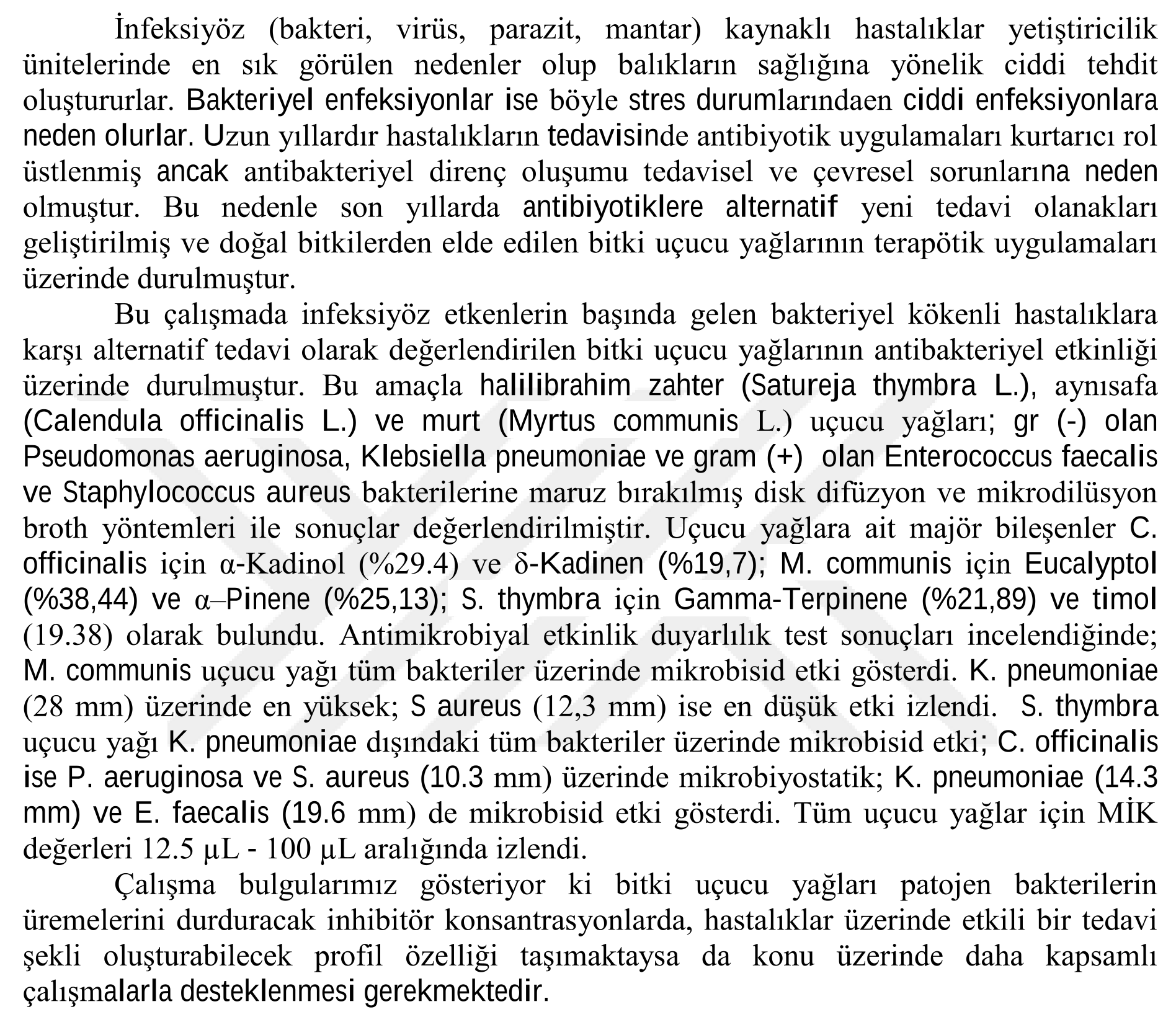 Antibacterial activity of myrtus, thyme and calendula essential oils — Şekil 1