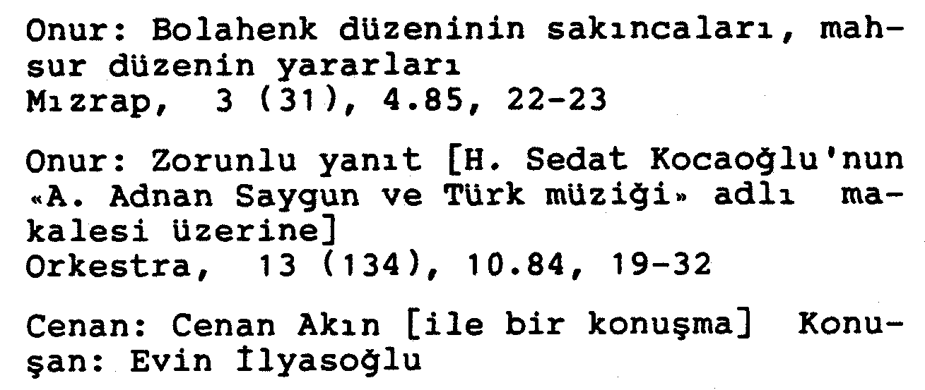 Musiki makaleleri bibliyografyası — Şekil 1