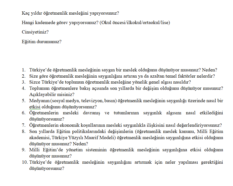 Öğretmenlik mesleğinin saygınlığına ilişkin öğretmen görüşleri — Figure 5