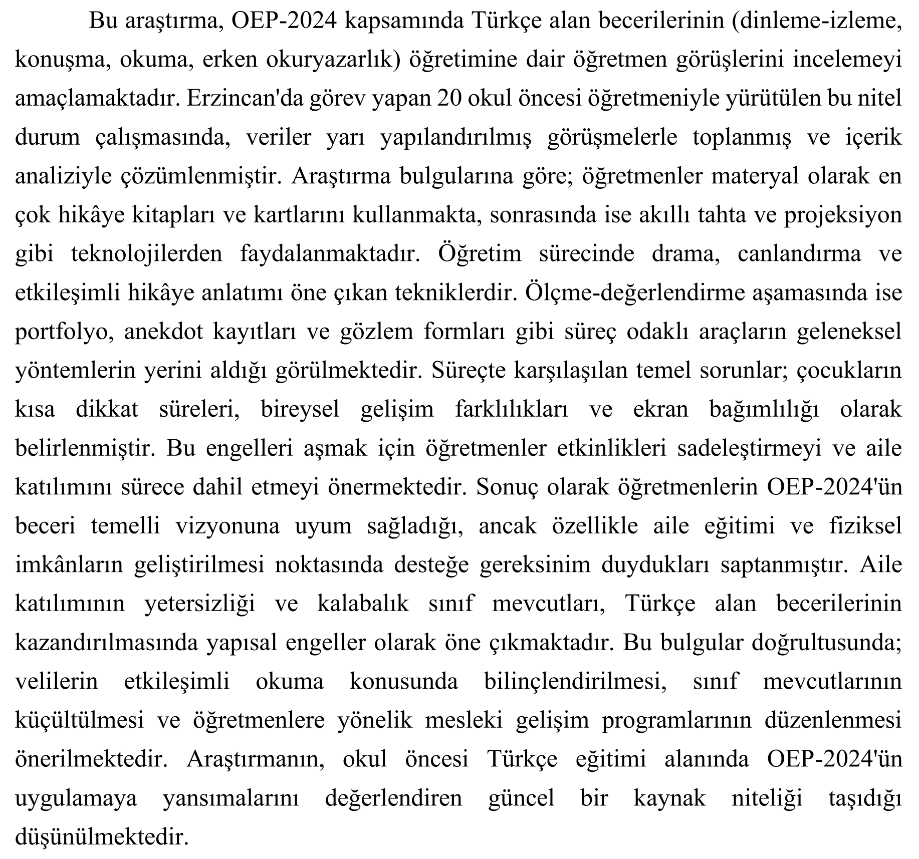 Preschool education program (2024) (OEP-2024): An analysis of preschool teachers’ perspectives on Turkish language skills — Şekil 2