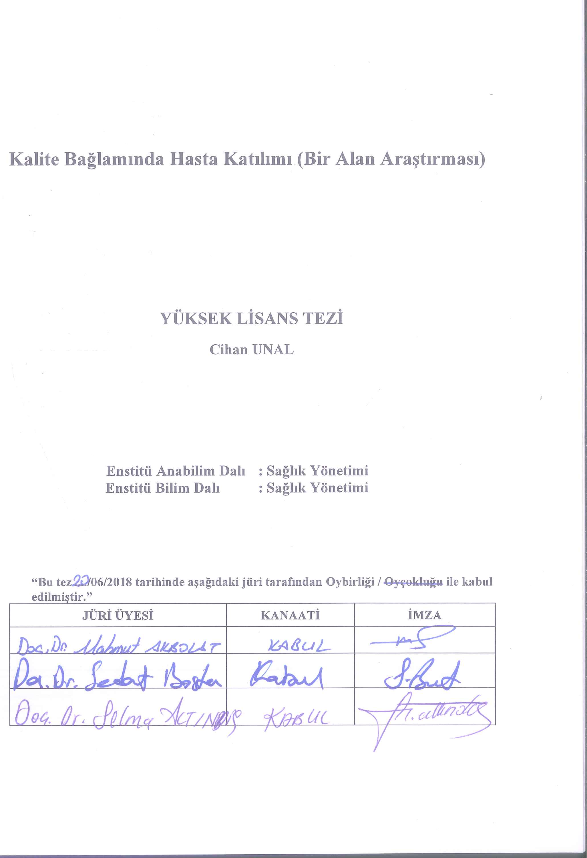 Patient participation in quality context (A field study) — Şekil 1