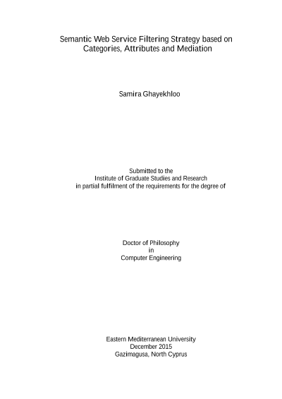 Semantic Web Service Filtering Strategy Based on Categories, Attributes and Mediation — kapak