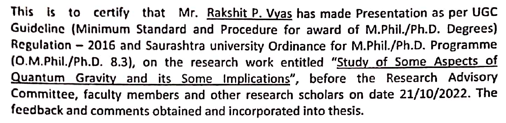 Study of Some Aspects of Quantum Gravity and Its Some Implications — Figure 6