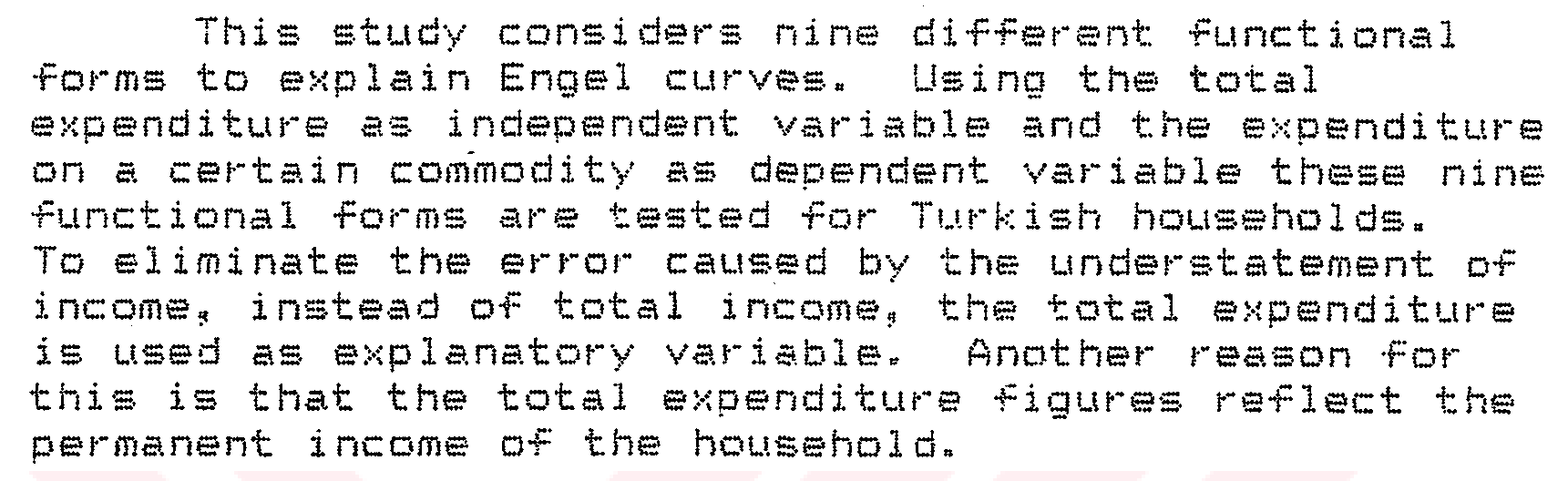 The Behavioral equations of Turkish consumption expenditures (1987) — Figure 2