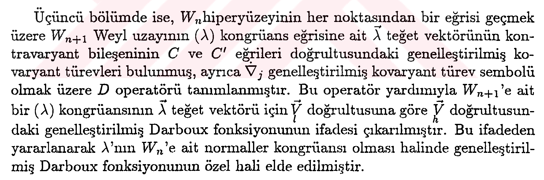 Weyl hiperyüzeylerinde genelleştirilmiş darboux fonksiyonu — Figure 3