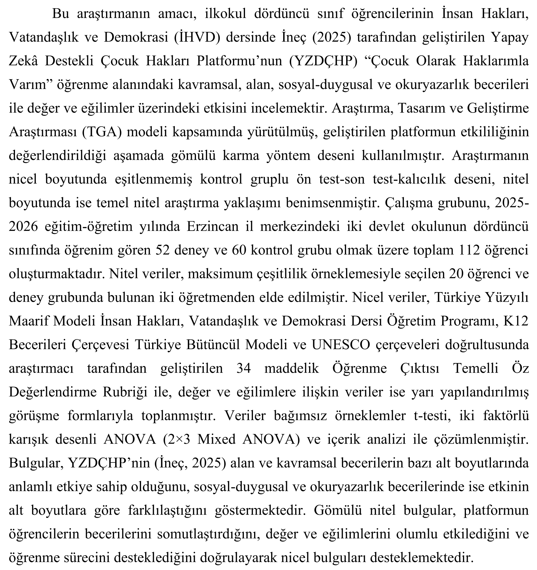 Yapay zeka ile etkileşimli çocuk hakları eğitimi: 4.sınıf insan hakları, vatandaşlık ve demokrasi dersi örneği — Figure 2